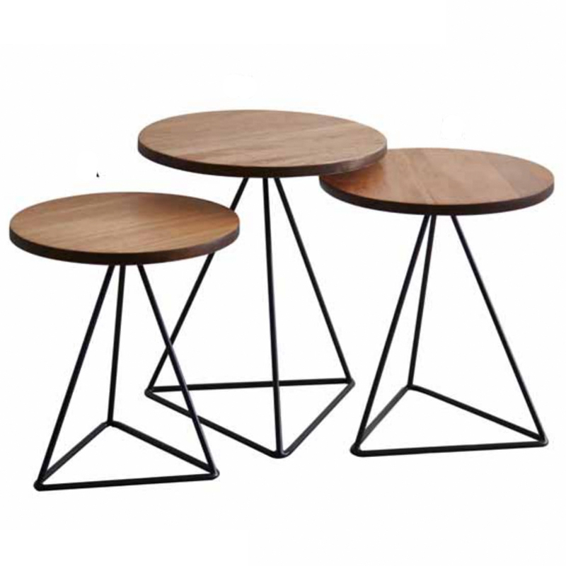 Arcata Solid Wood Triangle Nest Of Table Set Of 3