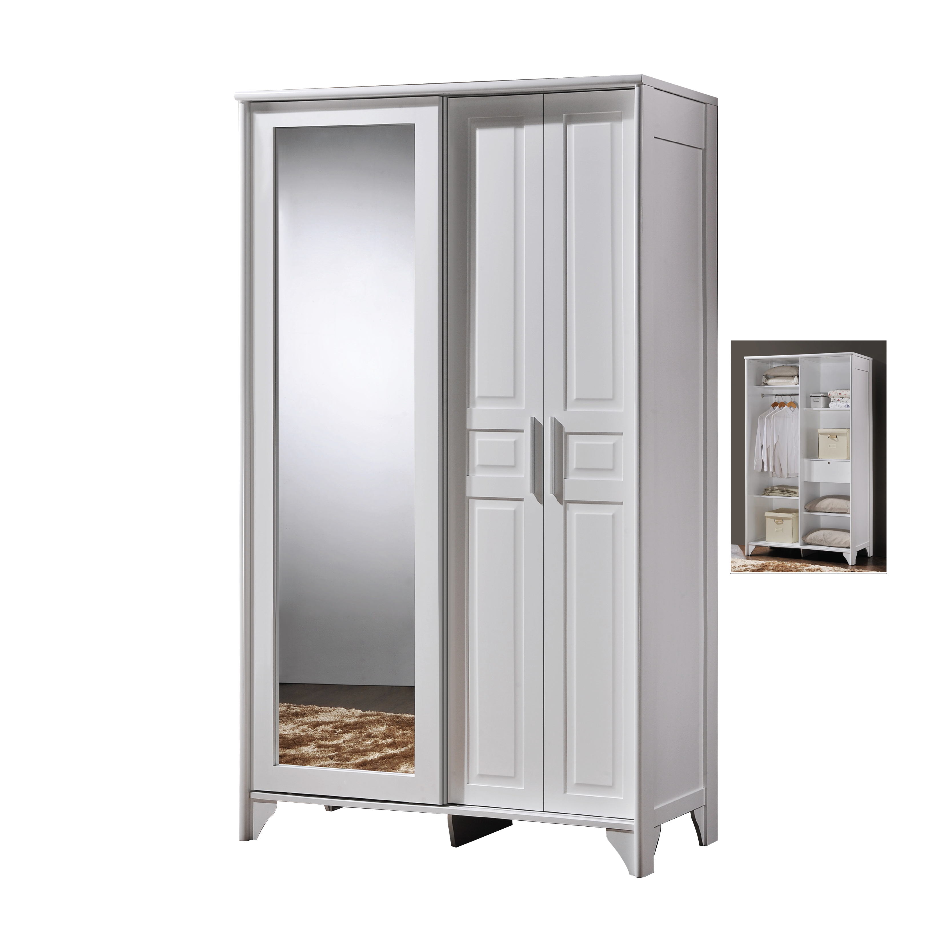 Virginia 4ft Wardrobe With Mirror White Furnituredirect Com My