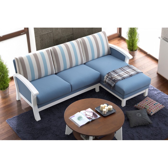 Jose Solid Wood L Shaped Sofa Blue Furnituredirect Com My