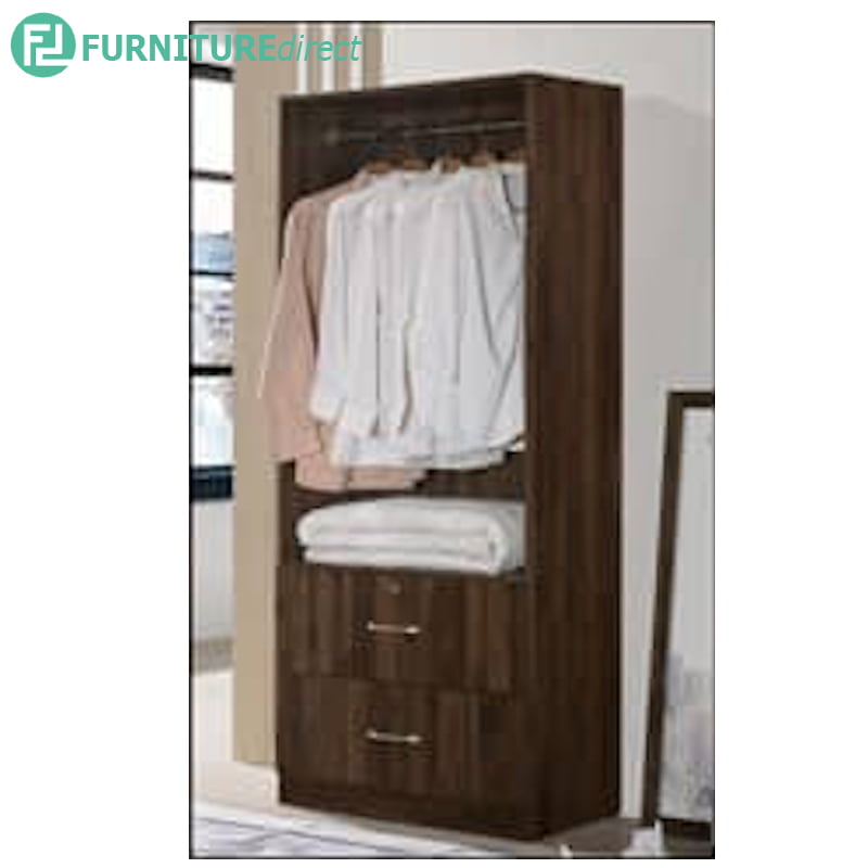 Ethan 2 Door 2 Drawers Wardrobe With Key Lock Walnut