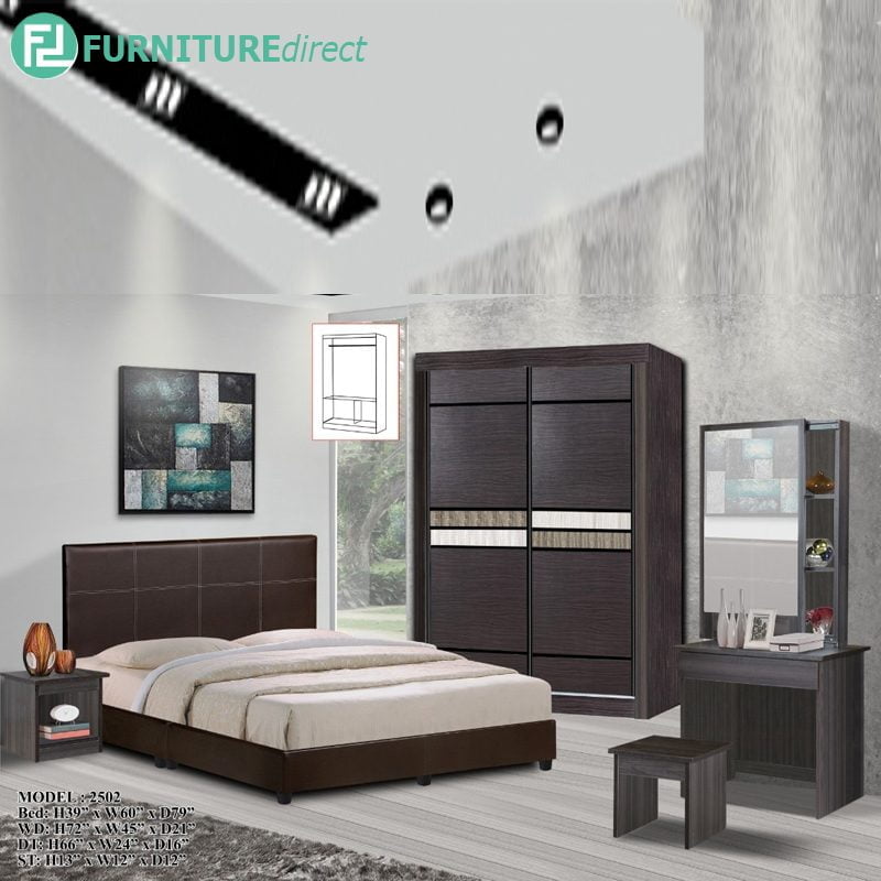 Tad 2502 Jordan 5 Pieces Queen Bedroom Set Furniture Set Queen Size Wenge