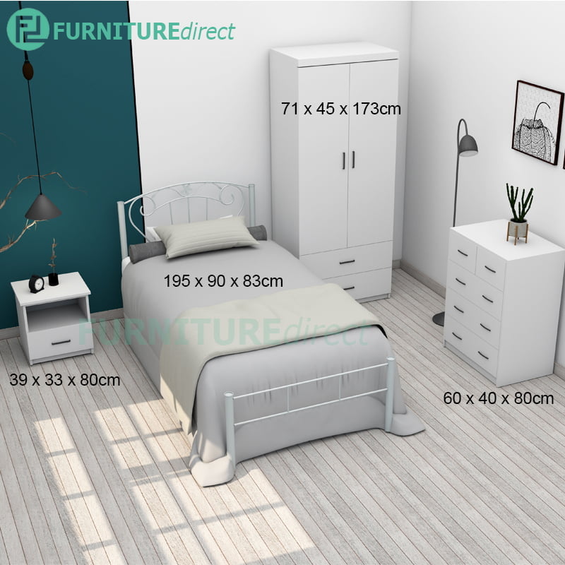 Liberty 4 Pieces Single Size Bedroom Set White