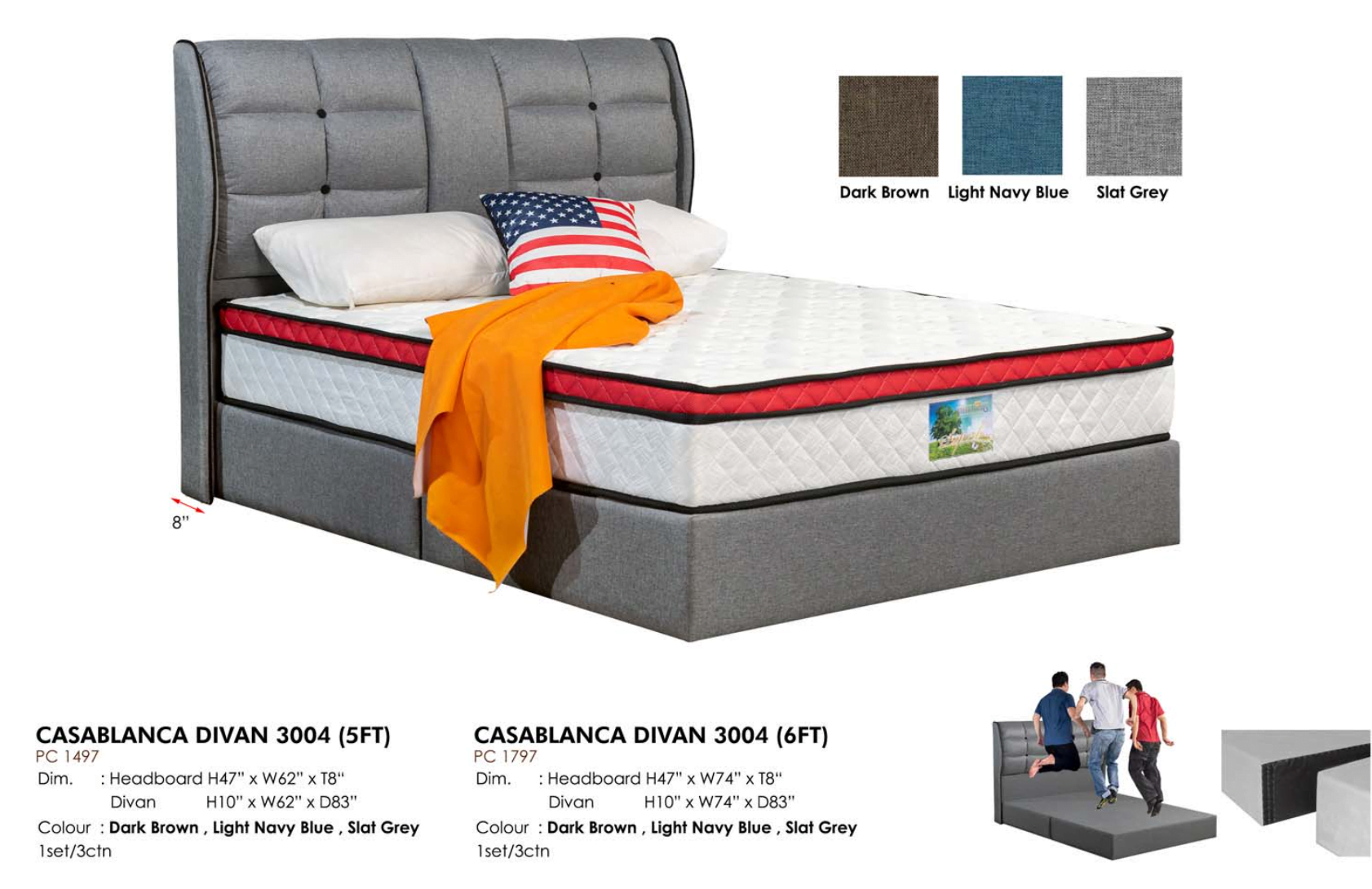 3004 premium grand king size divan bed frame-3 colors ...