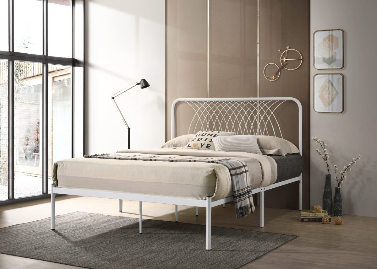 VENICE Metal Queen Size Bed Frame-White - FurnitureDirect.com.my