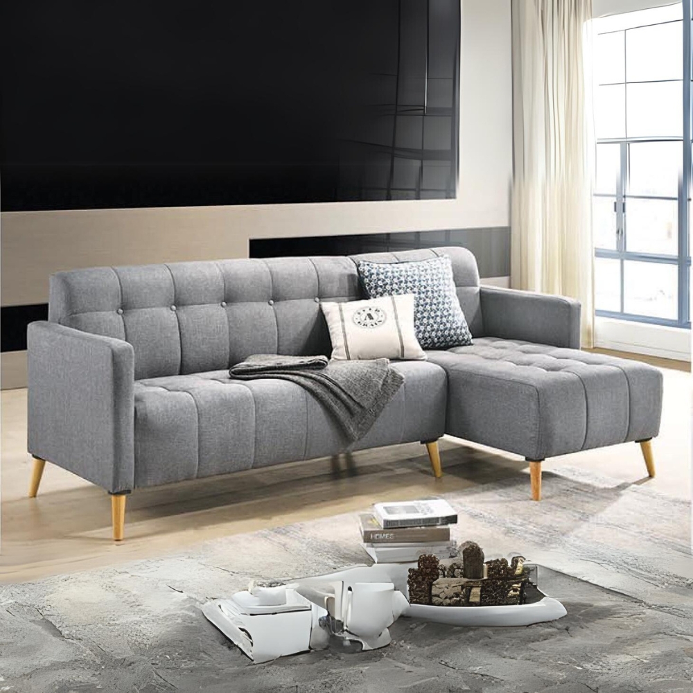 Light Grey L Shaped Sofa Bed | Baci Living Room