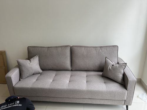 PENNY 3 Seater Sofa with 2 cushion pillows-Stone photo review